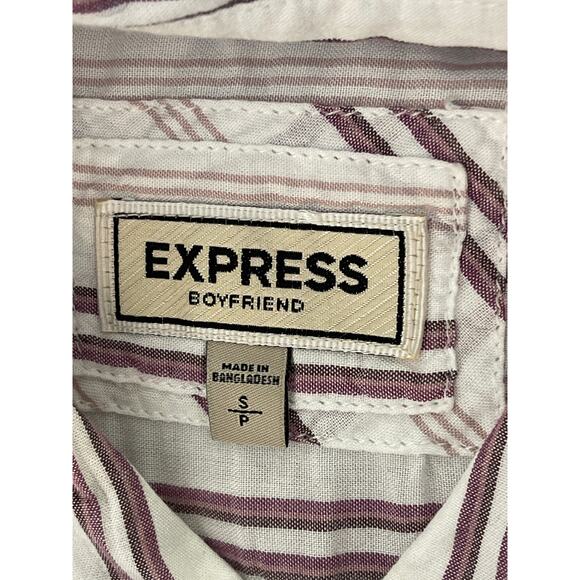 Express Boyfriend Long Sleeve Button Up Striped Casual Polo Shirt Multicolor S - Picture 3 of 5